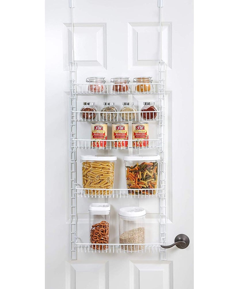 Smart Design Over The Door Pantry Organizer Rack With 6 Adjustable Shelves - Steel Metal Wire Baskets And Frame - Hanging - Wall Mountable - Cans