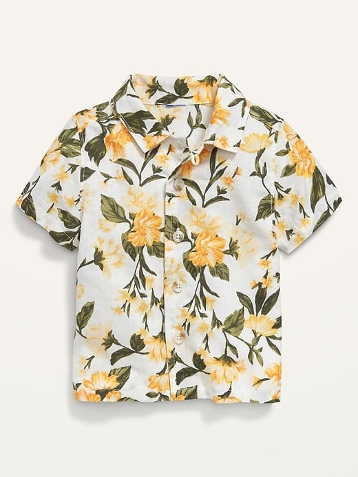 Old Navy Short-Sleeve Linen-Blend Camp Shirt for Baby
