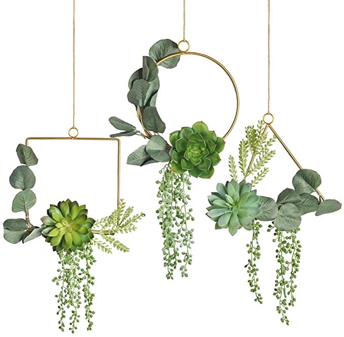 Something Hanging Pauwer Artificial Succulent Wreath Set Faux