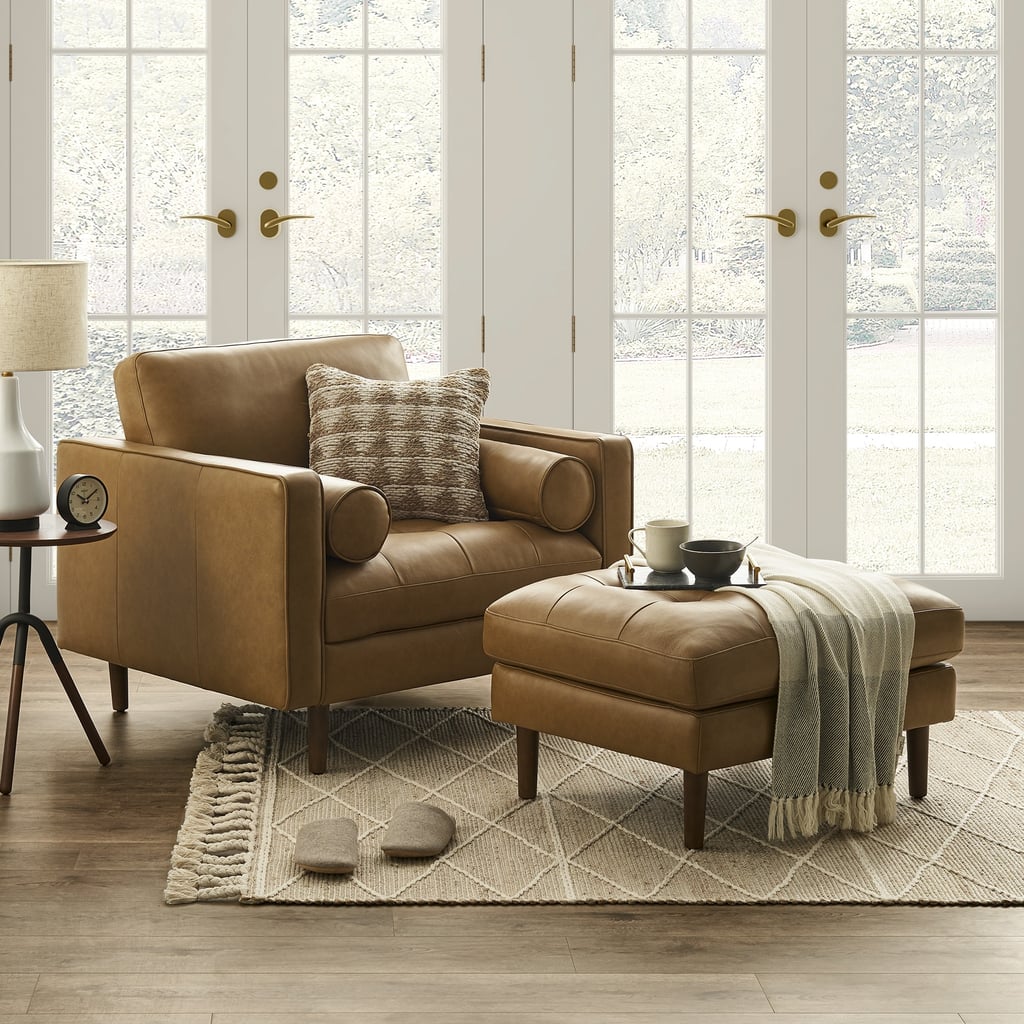 Castlery Madison Leather Armchair with Ottoman