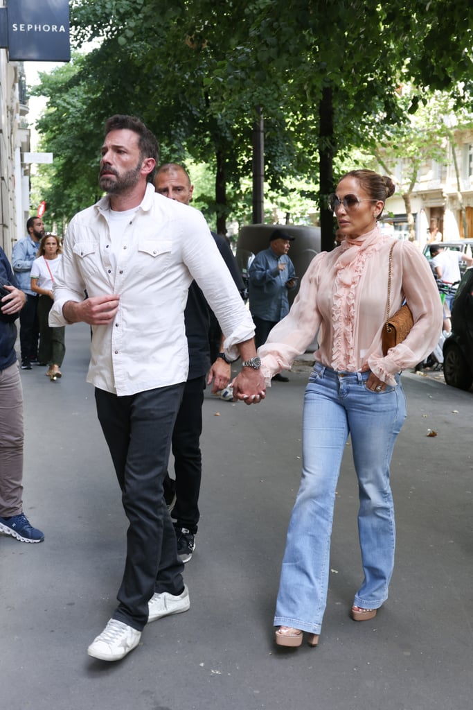 J Lo's Pink Pussy Bow Blouse With Ben Affleck on Honeymoon