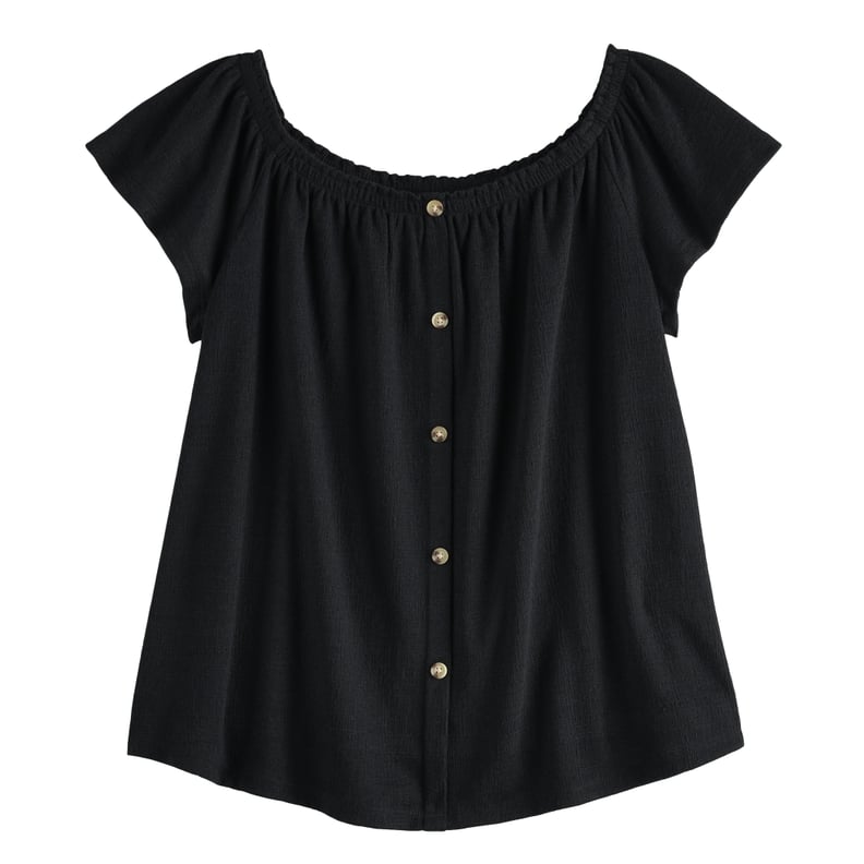 POPSUGAR Off-the-Shoulder Button Front Top