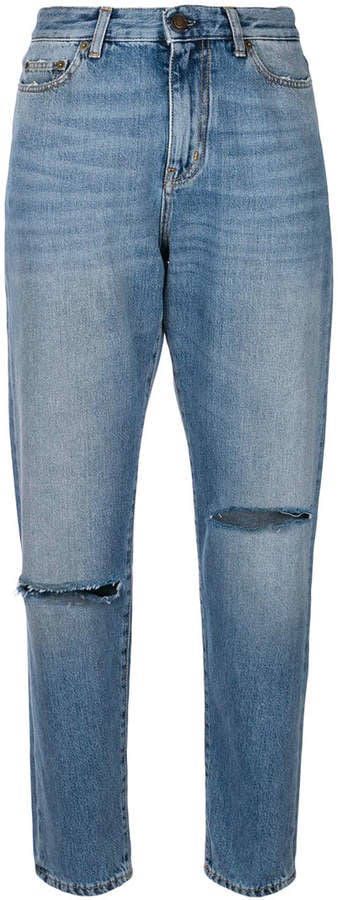 Saint Laurent Ripped Knee Baggy Jeans