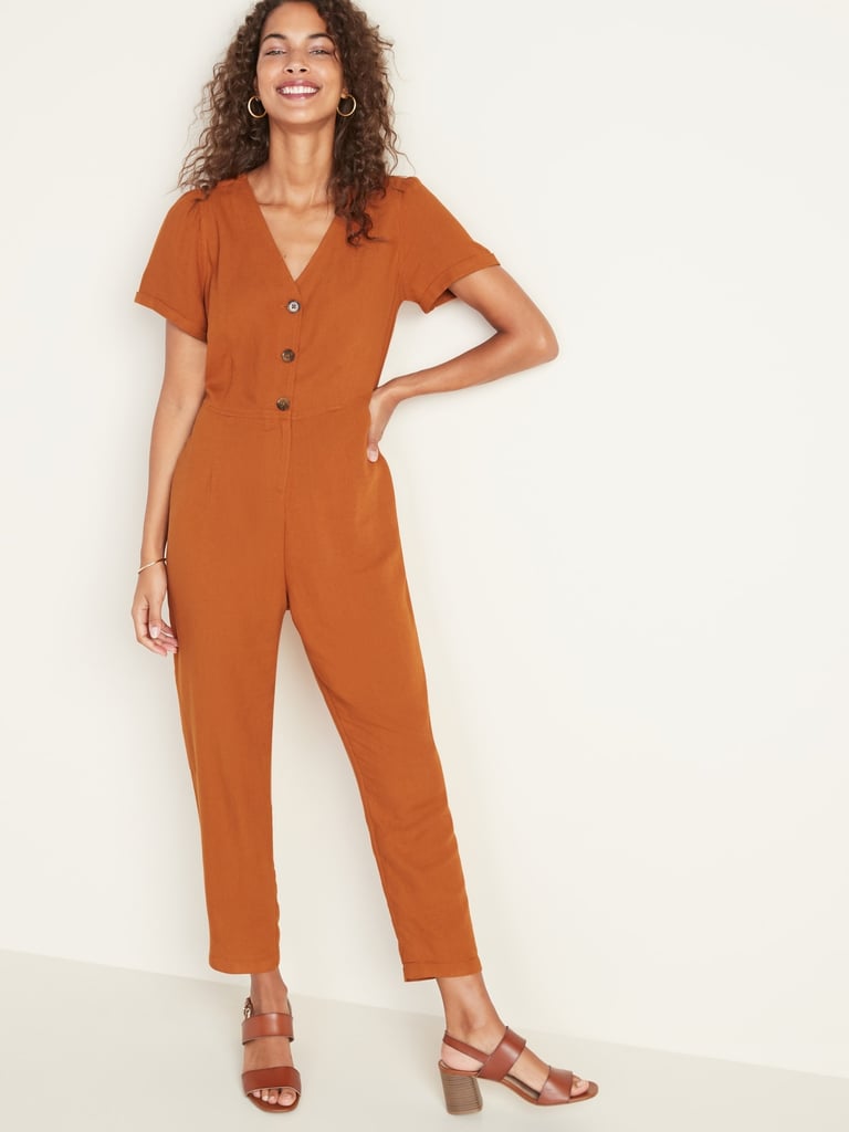 Old Navy V-Neck Button-Front Jumpsuit