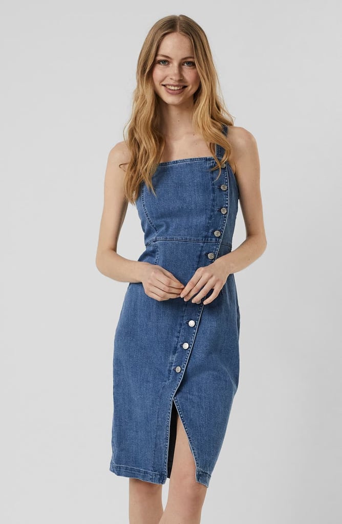 Julia Asymmetrical Button Front Denim Sundress