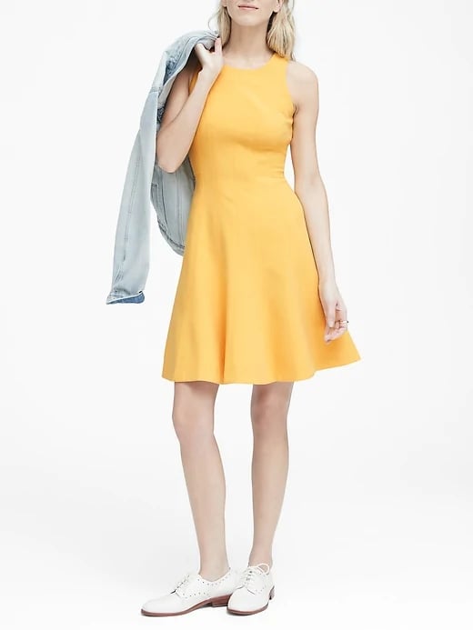 Paneled Fit-and-Flare Dress