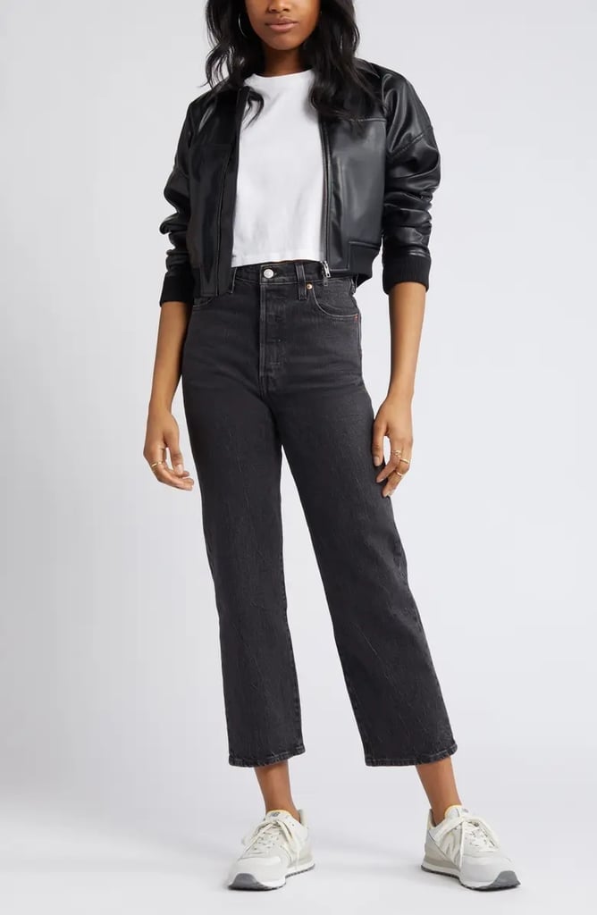 Levi's Ribcage Acid Wash High Waist Ankle Straight Leg Jeans
