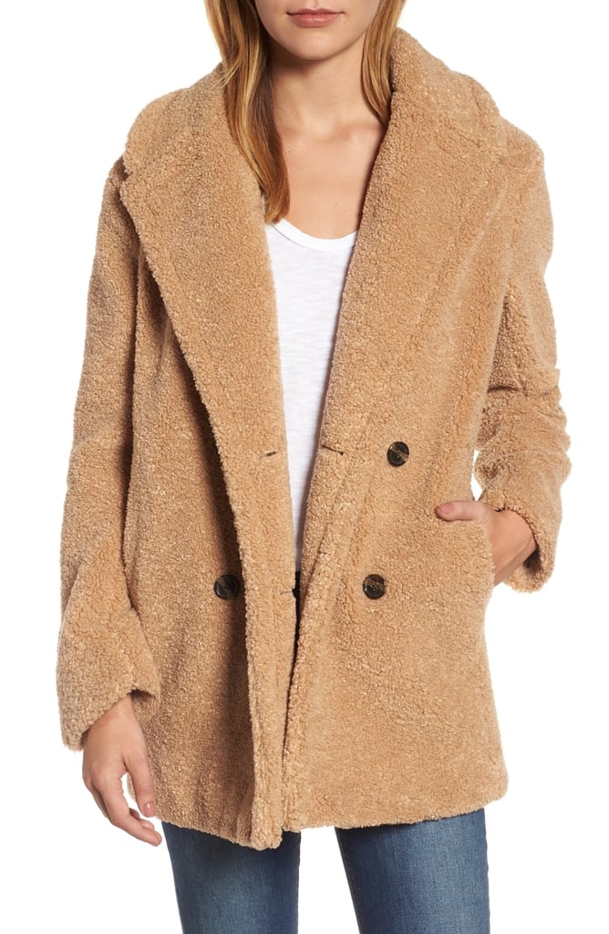 Kensie Women's Teddy Bear Notch Collar Faux Fur Coat