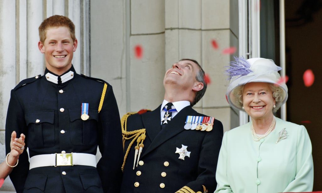 Prince Harry and the queen were in high spirits during the National Commemoration Day celebrations in 2005.