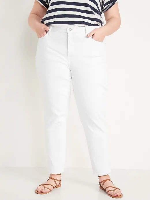 White Jeans: Old Navy High-Waisted O.G. Straight White Ankle Jeans