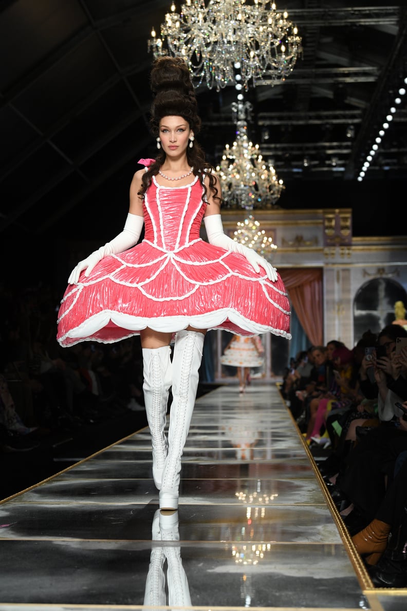 Bella Hadid on the Moschino Fall 2020 Runway at Milan Fashion Week