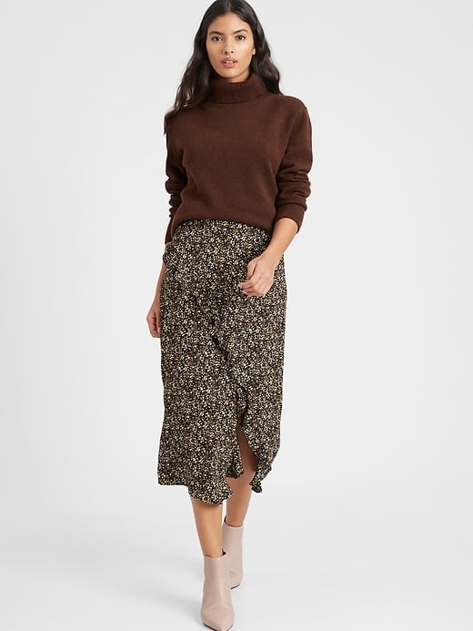 Banana Republic Crepe Ruffled Midi Skirt