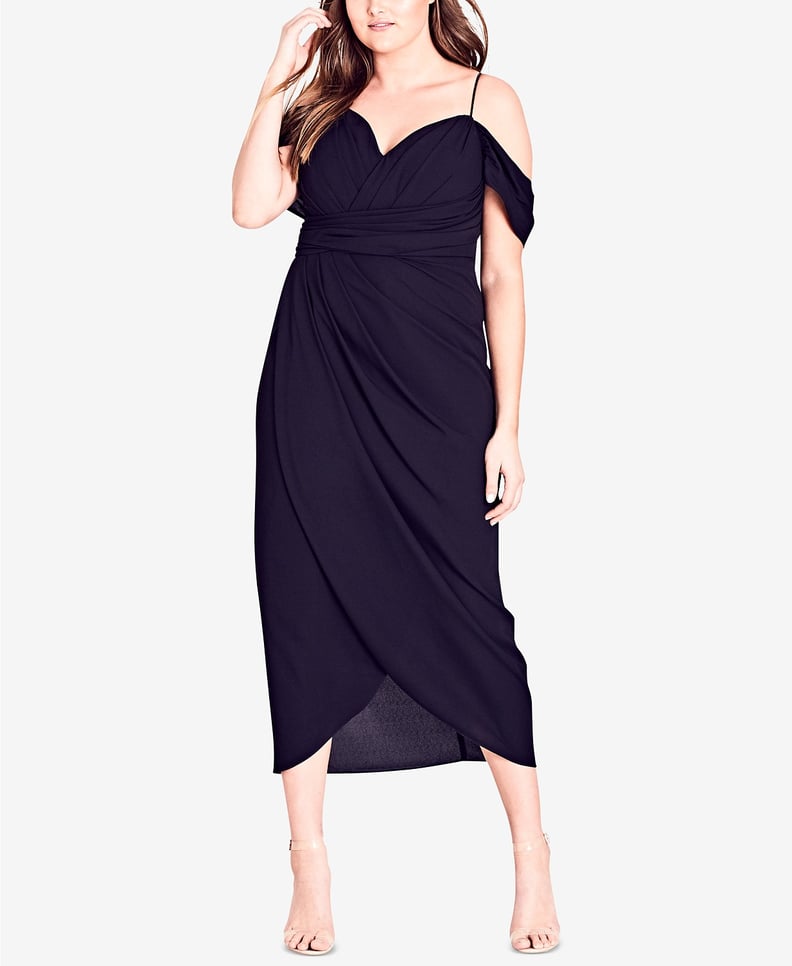 City Chic Off-the-Shoulder Midi Dress