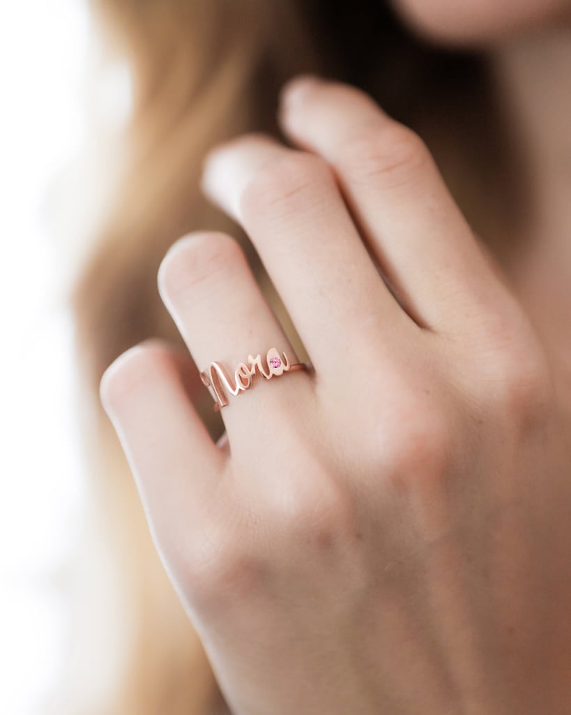 Name Ring With Birthstone
