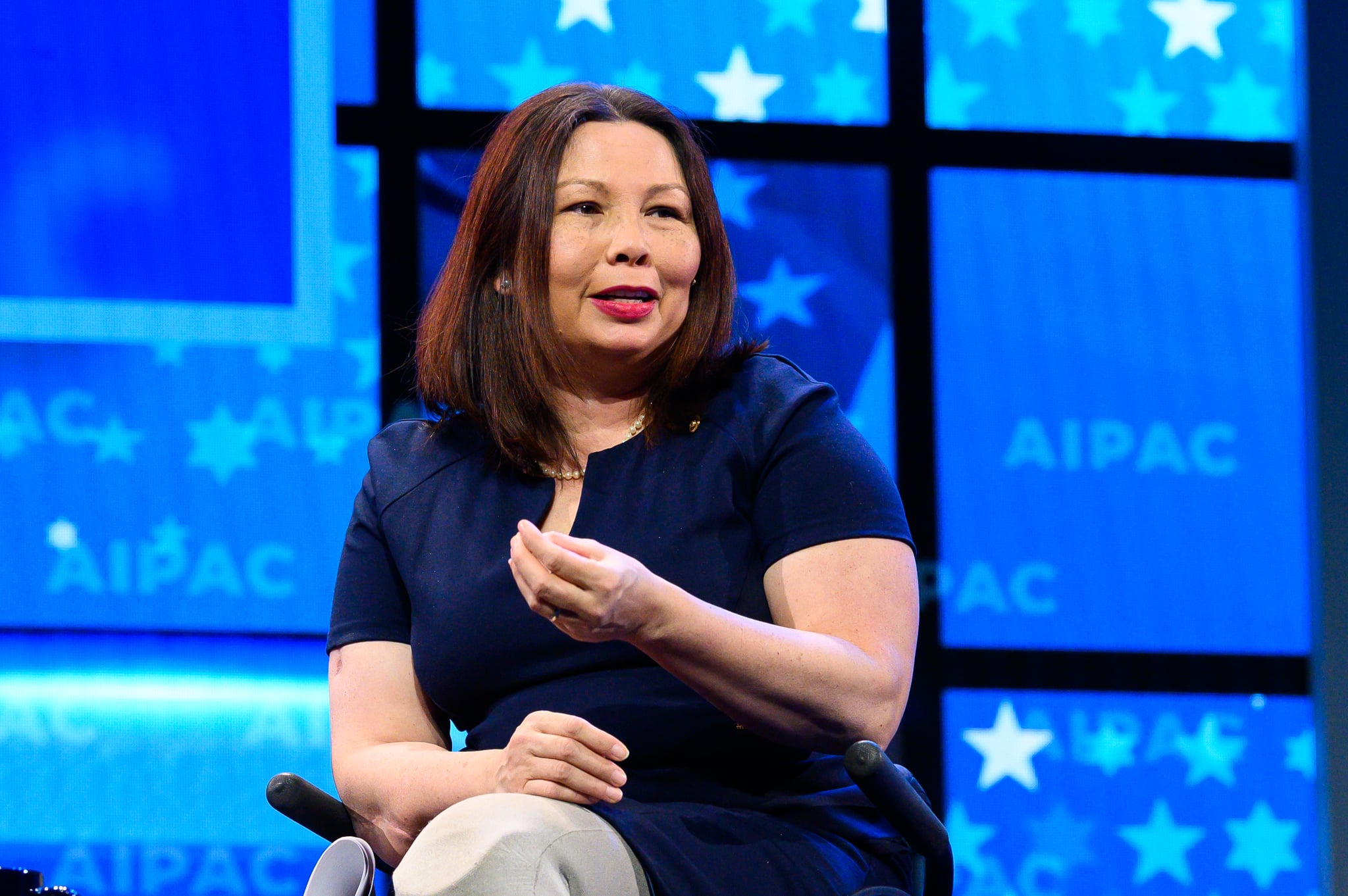 WASHINGTON, DC, UNITED STATES - 2019/03/25: U.S. Senator Tammy Duckworth (D-IL) seen speaking during the American Israel Public Affairs Committee (AIPAC) Policy Conference in Washington, DC. (Photo by Michael Brochstein/SOPA Images/LightRocket via Getty Images)