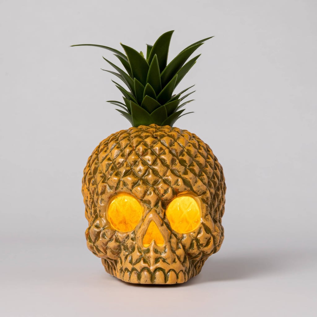 Light-Up Pineapple Skull Halloween Prop