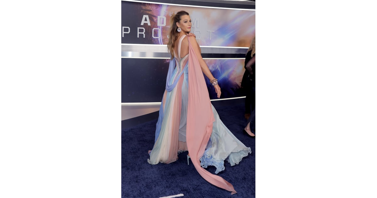 Blake Lively Wears Pastel Versace Dress To Ny Movie Premiere Popsugar Fashion Photo 8 