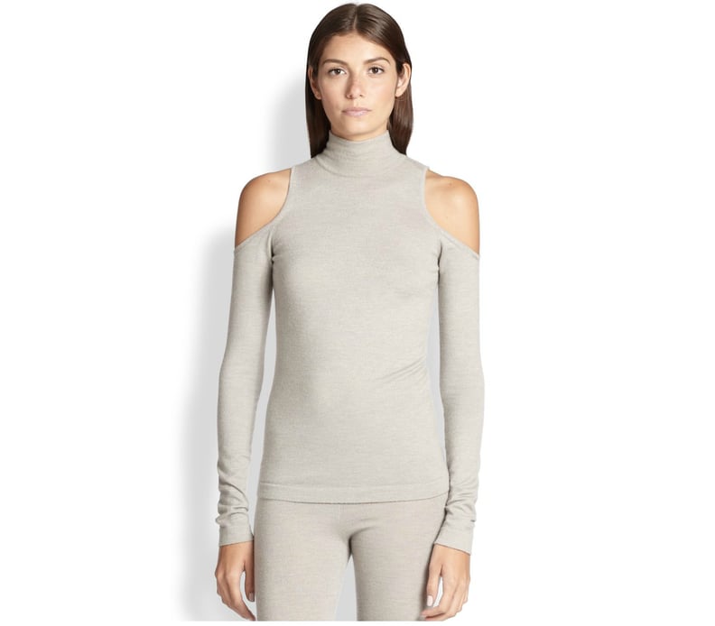 Donna Karan Cold-Shoulder Turtleneck Sweater