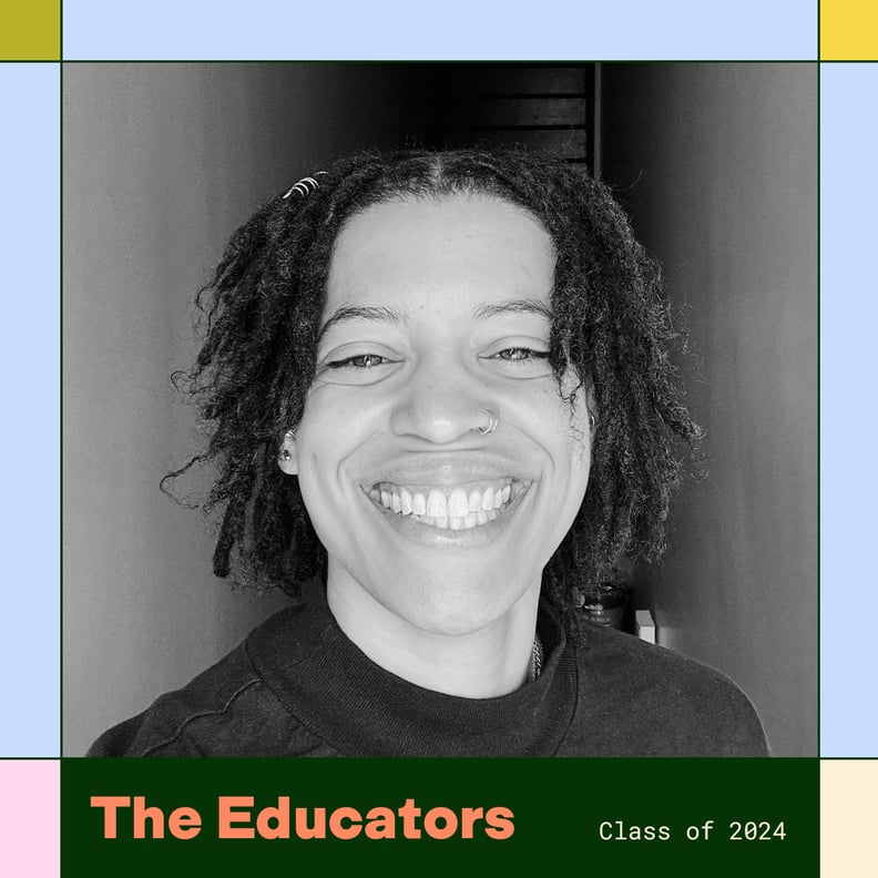 Nairobi Colon is pictured smiling next to a colorful border and text that reads The Educators Class of 2024.