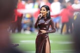 Jhene Aiko Nails Her Super Bowl Debut in a Sequin, High-Slit Gown