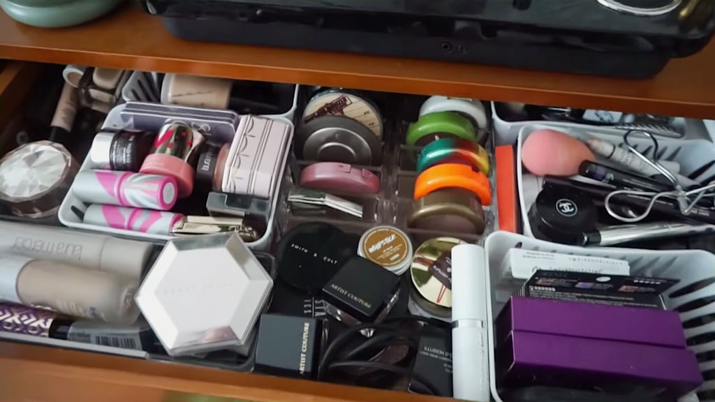 My main goal was to whittle my collection down to only what I had room for (but hopefully less). This meant that after the declutter, everything had to fit in its place — no squeezing into non-existent empty spaces or stacking products that weren't meant to be layered. I already had somewhat of an organization system — a variety of containers, certain areas delegated to hair products or palettes, etc — in my drawers and cabinets, so this gave me an even better idea of how much real estate I was working with.