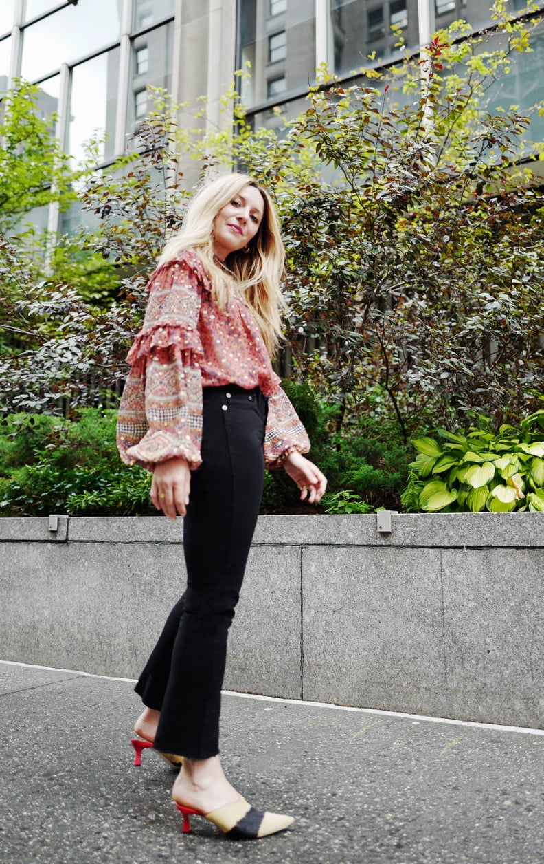 Style Your Jeans With: A Blouse, Mules, and Earrings