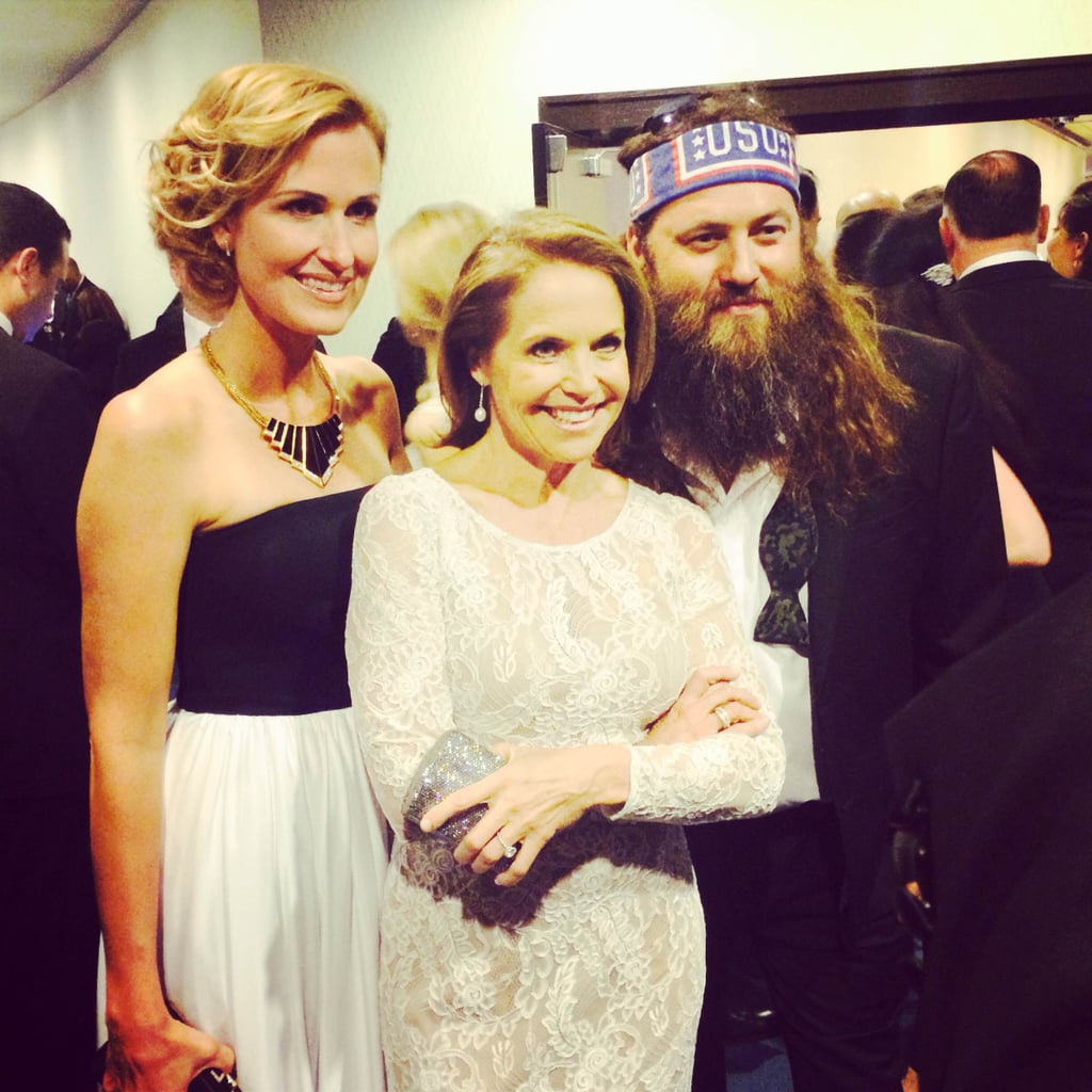 Katie Couric posed with Willie Robertson and his wife, Korie, before heading in to the dinner.