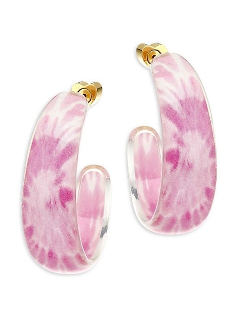 Alison Lou 14K Goldplated & Lucite Tie-Dye Tapered Jelly Hoop Earrings