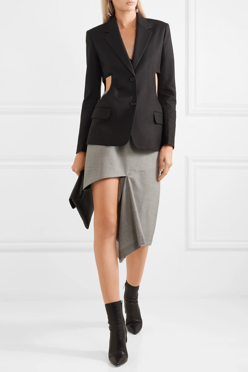 Maison Margiela Cutout Houndstooth Cotton Midi Skirt