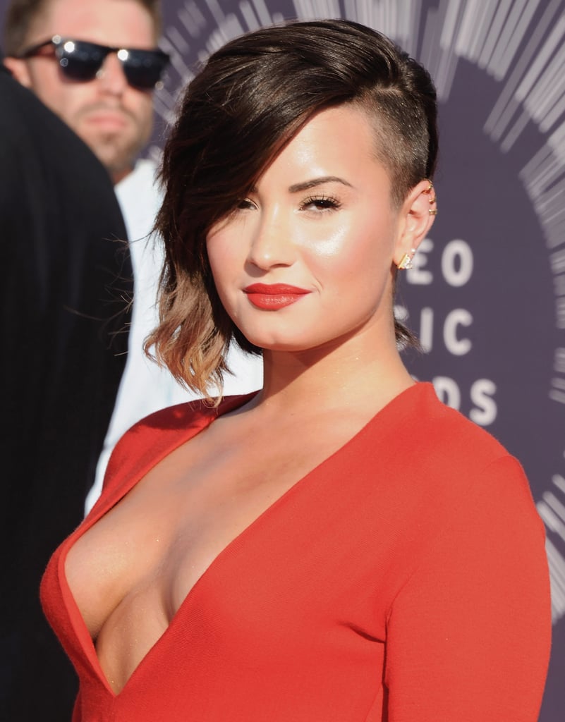 Short And Asymmetrical Blonde Ombre With A Shaved Side Demi