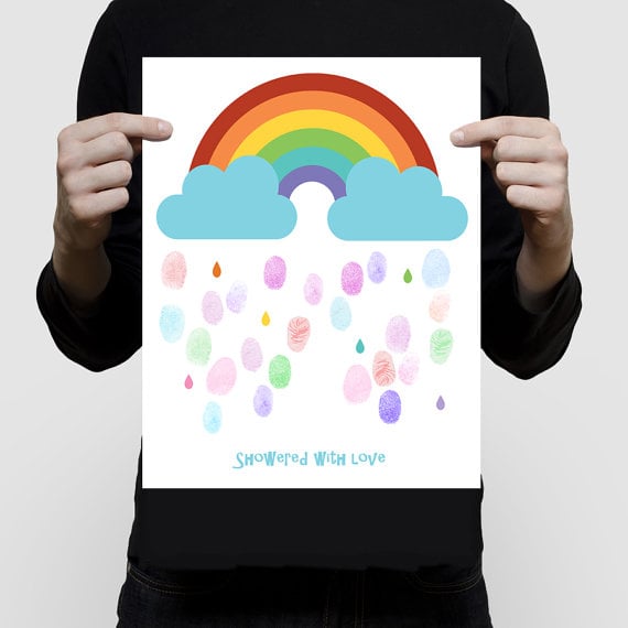 Rainbow Baby Shower Fingerprint Guest Book