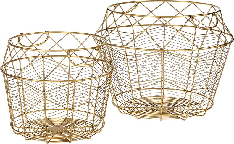 Stylish Storage: Rivet Modern Tall Geometric Wire Baskets, Set of 2