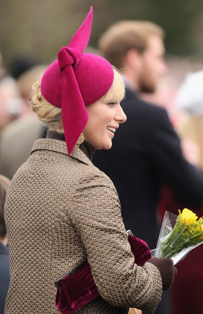 With an ornament atop her head, Zara attended Christmas Day church service in 2008.