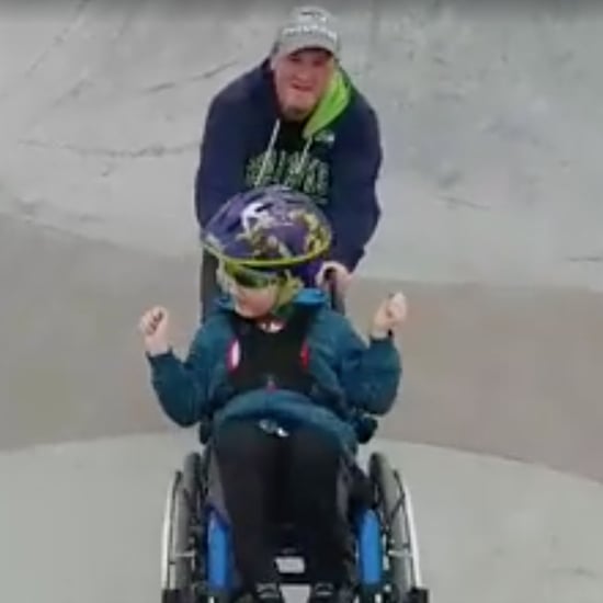 Dad Pushes Son in Wheelchair in Skatepark