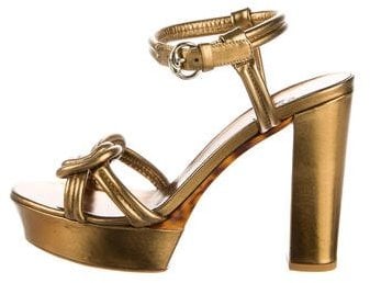 Gucci Metallic Platform Sandals With Tags