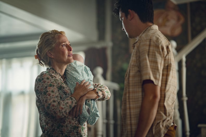 Sex Education Season 4 (L to R) Gillian Anderson as Jean Milburn and Asa Butterfield as Otis Milburn in Sex Education Season 4. Cr. Thomas Wood/Netflix © 2023 - WSP00509.arw