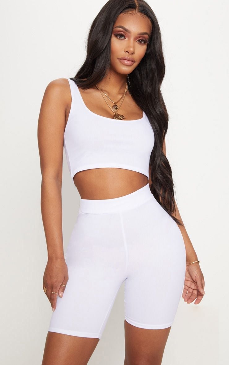 Pretty Little Thing Shape White Mesh Bike Shorts