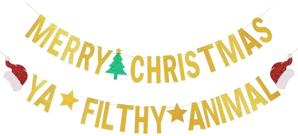Gold Glittery Merry Christmas Banner