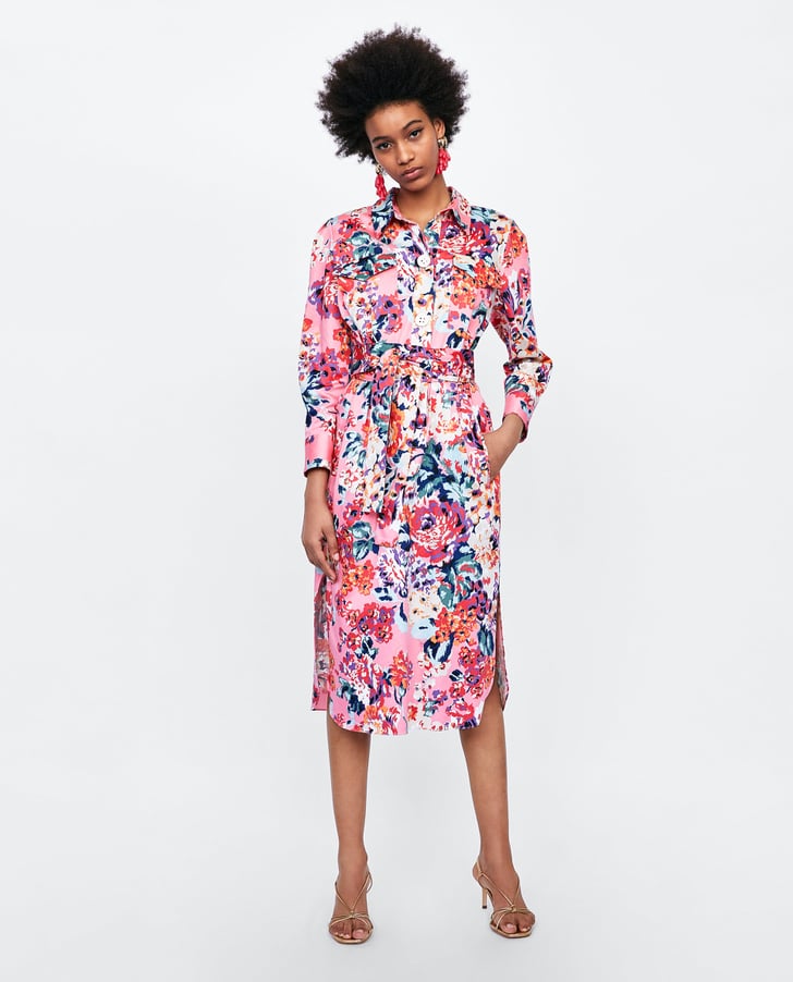 Zara Floral Print Shirt Dress | Hold Up ...