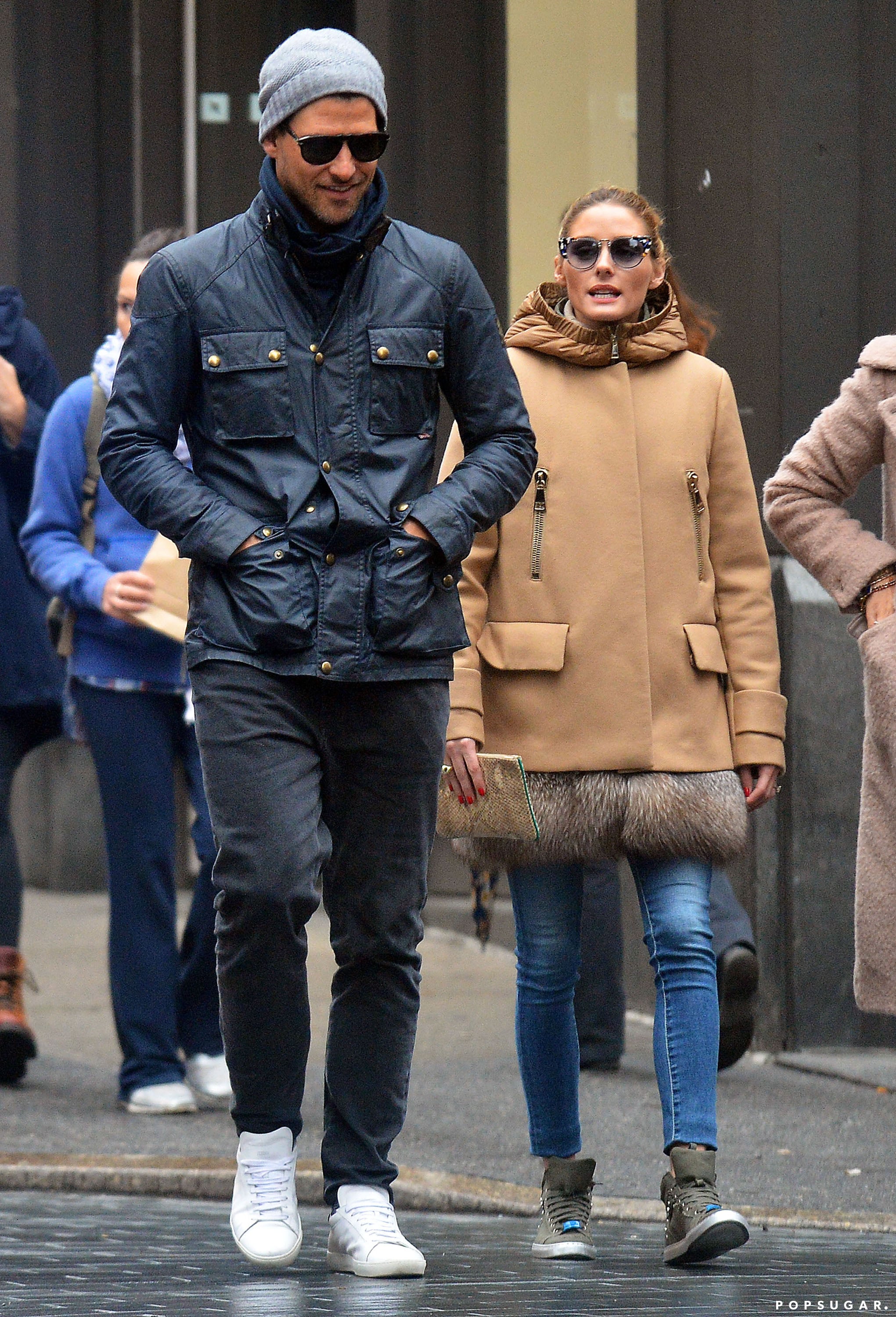 Olivia Palermo Fur Raincoat May 2016 POPSUGAR Fashion