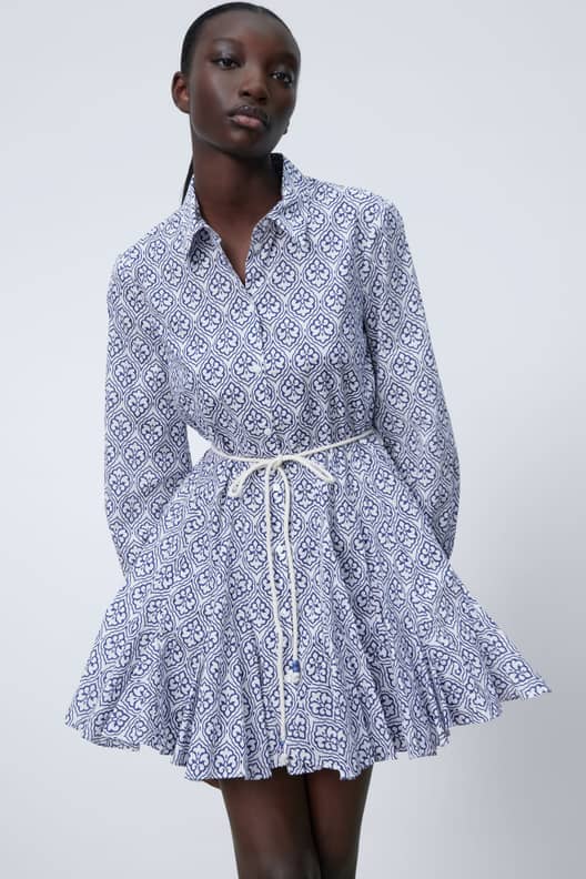 Poplin dress with 2025 belt zara