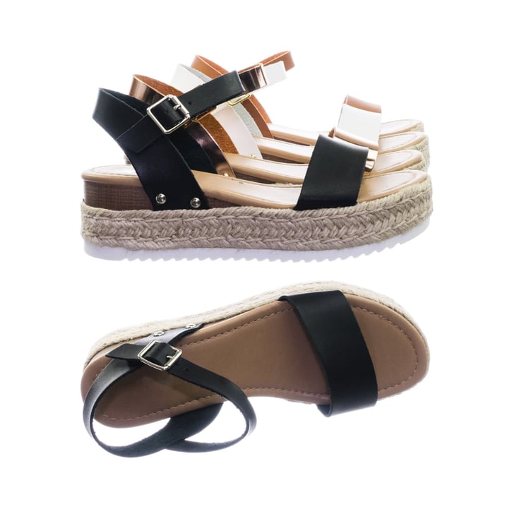 Clip by Soda Vintage Espadrille Jute Wrap Flatform Sandals Show