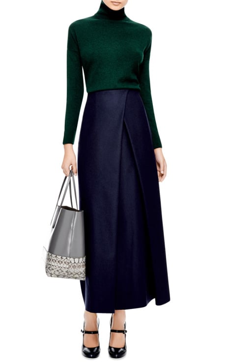 Suno Felted-Wool Faux Wrap Maxi Skirt