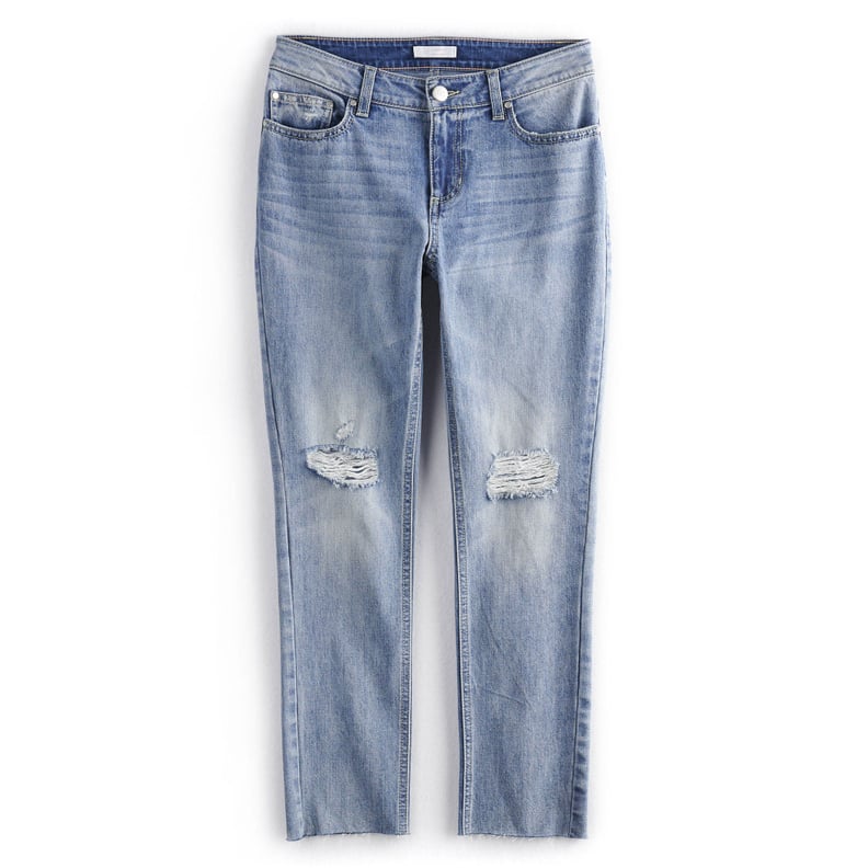 LC Lauren Conrad Distressed Midrise Slim Straight-Leg