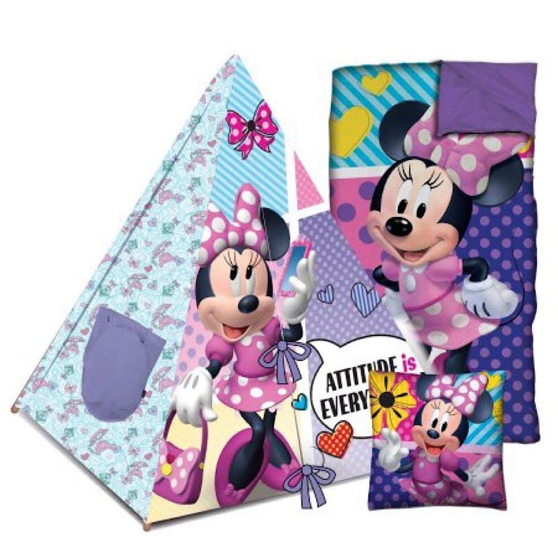 Disney Minnie Mouse Teepee Sleeping Bag Set With Bonus Pillow