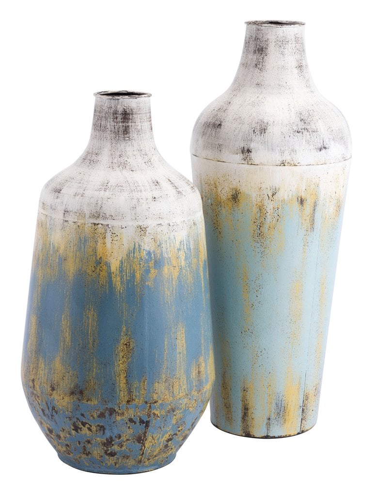 Madeline: Rustic Set of Two Metal Vases