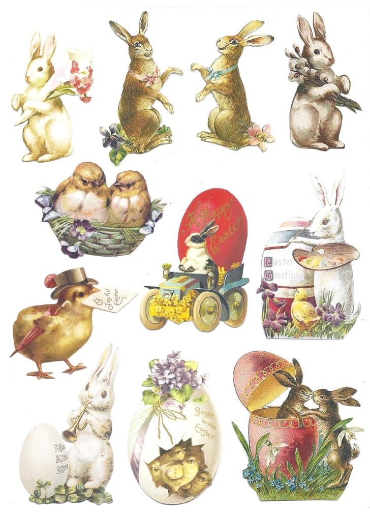 Vintage Bunny and Chick Motifs | Easter Party Printables and Downloads ...