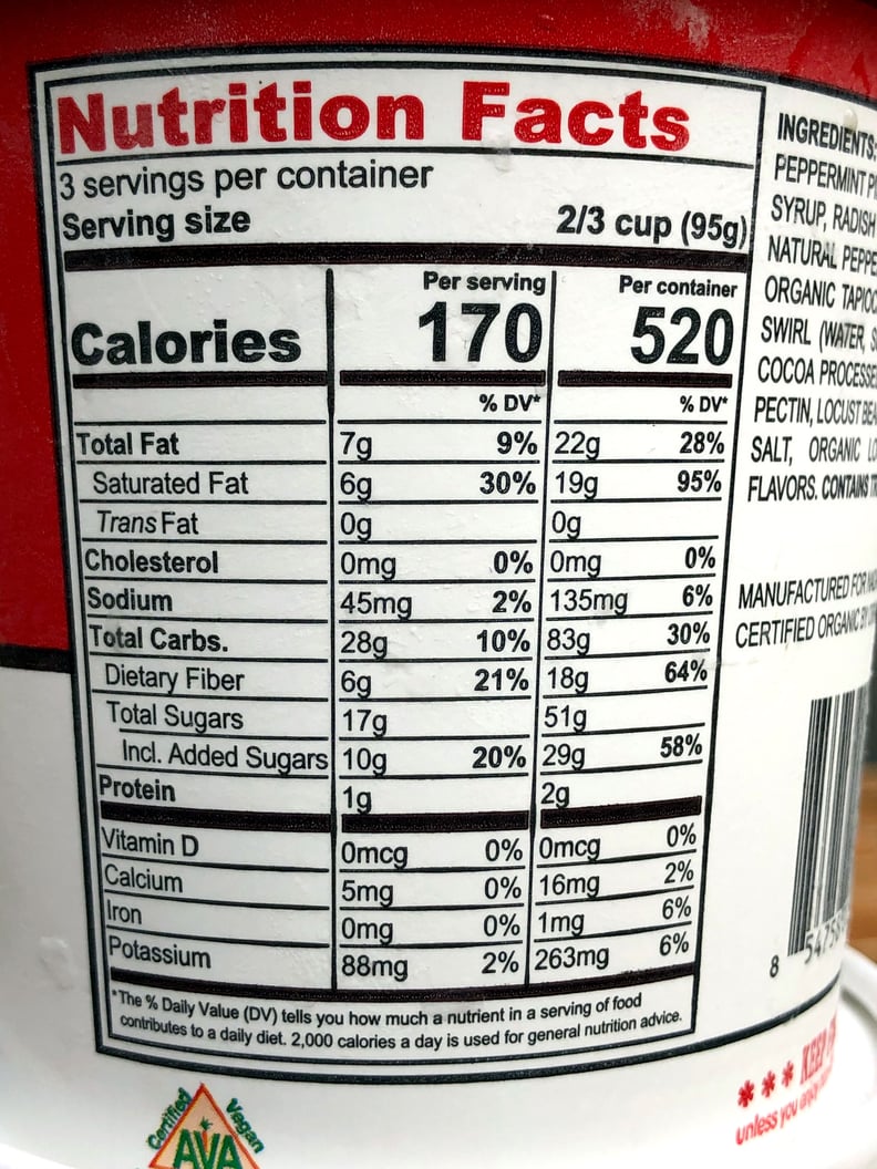 NadaMoo! Peppermint Bark Nutritional Information