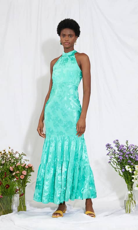 Haley formal shimmering metallic dress sale