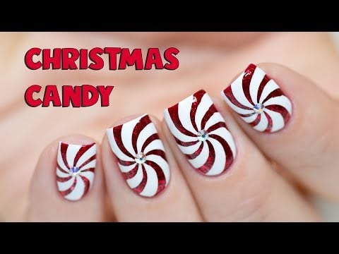 Paulina's Passions Christmas Candy Cane Nails Tutorial